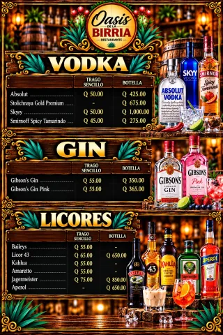 Vodka, gin y licores